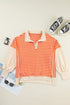 Striped Collared Drop Shoulder Relaxed Fit Polo Sweatshirt