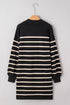 Striped Collared Long Sleeve Knit Polo Sweater Dress