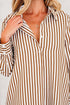 Striped Collared Long Sleeve Ruffle Hem Shirt Mini Dress