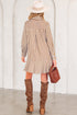 Striped Collared Long Sleeve Ruffle Hem Shirt Mini Dress