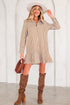 Striped Collared Long Sleeve Ruffle Hem Shirt Mini Dress