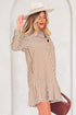 Striped Collared Long Sleeve Ruffle Hem Shirt Mini Dress