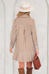 Striped Collared Long Sleeve Ruffle Hem Shirt Mini Dress
