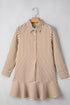 Striped Collared Long Sleeve Ruffle Hem Shirt Mini Dress