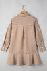 Striped Collared Long Sleeve Ruffle Hem Shirt Mini Dress