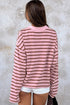Striped Collared Long Sleeve Straight Cut Top