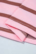 Striped Collared Long Sleeve Straight Cut Top
