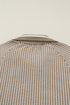 Striped Collared Puff Sleeve Ruffled Zip Up Mini Dress