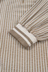 Striped Collared Puff Sleeve Ruffled Zip Up Mini Dress