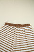 Striped Collared Pullover Wide Leg Drawstring Pant Set