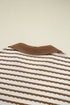 Striped Collared Pullover Wide Leg Drawstring Pant Set