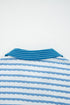 Striped Collared Pullover Wide Leg Drawstring Pant Set