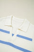 Striped Collared Sleeveless V Neck Knit Top