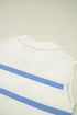 Striped Collared Sleeveless V Neck Knit Top