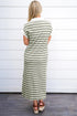 Striped Collared V Neck Pocket T Shirt Midi Dress