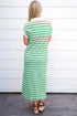 Striped Collared V Neck Pocket T Shirt Midi Dress