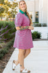 Striped Collared V Neck Puff Sleeve Pocket Mini Dress