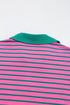 Striped Collared V Neck Puff Sleeve Pocket Mini Dress