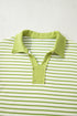 Striped Collared V Neck Pullover Skort Two Piece Dress