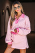 Striped Collared V Neck Pullover Skort Two Piece Dress
