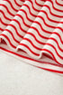 Striped Collared V Neck Pullover Skort Two Piece Dress