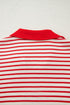 Striped Collared V Neck Pullover Skort Two Piece Dress