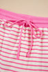 Striped Collared V Neck Pullover Skort Two Piece Dress