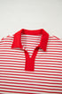 Striped Collared V Neck Pullover Skort Two Piece Dress