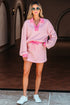 Striped Collared V Neck Pullover Skort Two Piece Dress