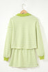 Striped Collared V Neck Pullover Skort Two Piece Dress