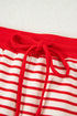 Striped Collared V Neck Pullover Skort Two Piece Dress