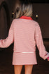 Striped Collared V Neck Pullover Skort Two Piece Dress