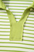 Striped Collared V Neck Pullover Skort Two Piece Dress
