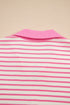 Striped Collared V Neck Pullover Skort Two Piece Dress