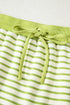 Striped Collared V Neck Pullover Skort Two Piece Dress