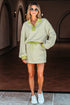 Striped Collared V Neck Pullover Skort Two Piece Dress