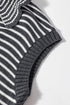 Striped Collared V Neck Sleeveless Knit Sweater