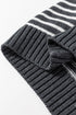 Striped Collared V Neck Sleeveless Knit Sweater