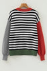Striped Color Block Contrast Sleeve Knit Sweater