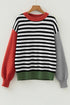 Striped Color Block Contrast Sleeve Knit Sweater
