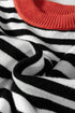 Striped Color Block Contrast Sleeve Knit Sweater