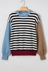 Striped Color Block Contrast Sleeve Knit Sweater
