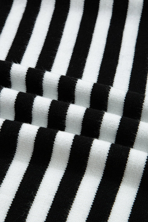 Striped Color Block Contrast Sleeve Knit Sweater