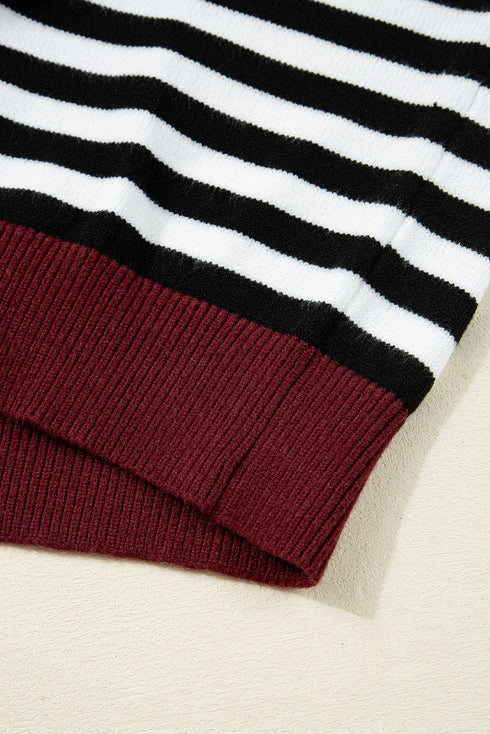 Striped Color Block Contrast Sleeve Knit Sweater