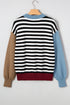 Striped Color Block Contrast Sleeve Knit Sweater