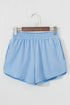 Striped Color Block Elastic High Waist Casual Shorts