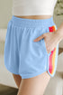 Striped Color Block Elastic High Waist Casual Shorts