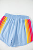 Striped Color Block Elastic High Waist Casual Shorts