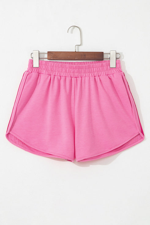 Striped Color Block Elastic High Waist Casual Shorts