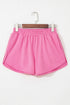 Striped Color Block Elastic High Waist Casual Shorts